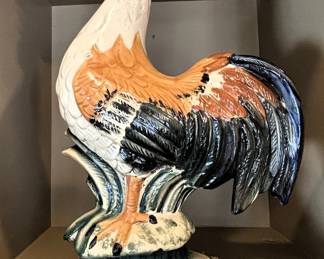Large decorative ceramic rooster.