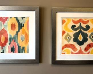 Framed art work.