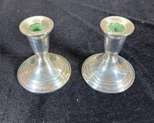 Pair Duchin Sterling Silver Candlesticks, Marked Sterling Weighted by Duchin, Weighted Base Used