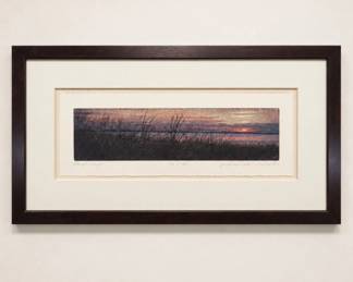 BPLot #46 George Roob Day's End Signed Limited Edition Aquatint Etching 77/170 Sunset Dune Grass Framed