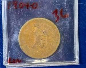 Mexico 20 Centavos Bronze Coin Estados Unidos Mexicanos Eagle & Serpent Cap and Rays Volcano Worn in