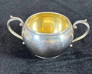 Gorham Sterling Silver Open Sugar Bowl #2507 Made for Daniel Low & Co Two-Handled Gold Wash