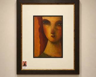 BPLot #2 John Whipple Signed Original Female Portrait Painting on Wood Panel Framed