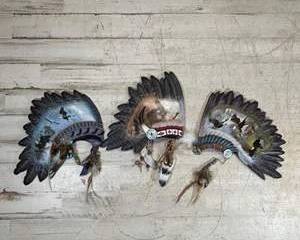 3 Ted Blaylock Sacred Tribal Spirits Eagle Headdress Wall Sculptures Bradford Exchange Lot