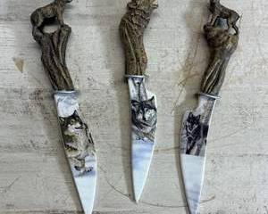 3 Bradford Exchange Al Agnew Sacred Meeting Wolf Knives Wild Pathfinders Noble Spirit Silent Sentine