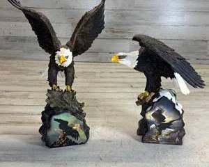 Pair Ted Blaylock Bradford Exchange Winged Protectors Eagles Mountain King River Watch Resin