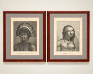 Lot #74 Pair Framed J. Webber/J. Hall Engravings Poulaho King Friendly Islands & Woman of Eaoo Cook Voyage