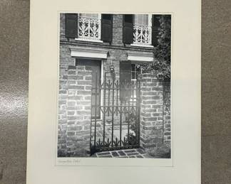 TLot #95 Vintage Black and White Architectural Photograph Georgetown Detail Wrought Iron Gate Brick Matted
