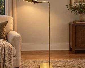 Koch + Lowy Brass Pharmacy Floor Lamp Adjustable Height Mid Century Modern Reading Light MCM