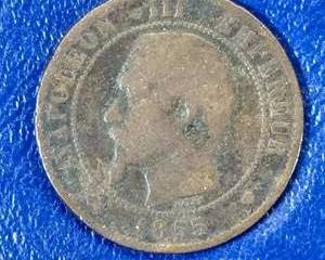 Vintage France 1855 Napoleon III 10 Centimes Bronze Coin Empire Francais Eagle Reverse Circulated