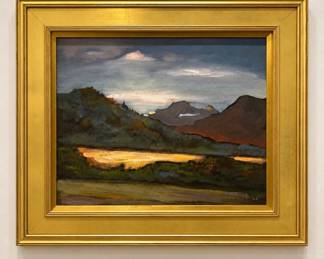 BPLot #3 Edwin Friedman 'Sopris Valley' Oil on Panel Signed 2000 Savageau Gallery Gold Frame