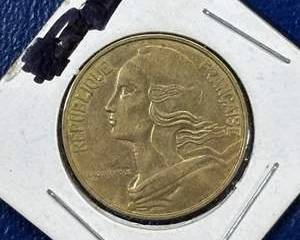 1984 France 20 Centimes Marianne Coin Aluminum Bronze Lagriffoul Design in 2x2 Holder
