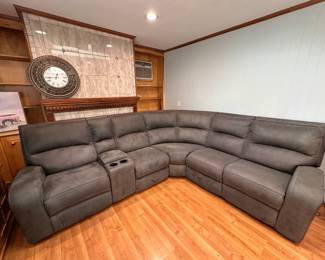 Power Recline Sectional Corner Sofa in Gray