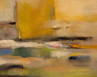 Original Abstract Color Field Expressionism (2018) Artist: Vickie Gleissner, BFA (Hand-Signed) Original Oil on Gallery-Wrapped Canvas Dimensions: 16" x 20" Notes: A luminous, atmospheric study rin color harmony. Clean, frameless architectural edges. From the private collection of the artist. Price: $550 