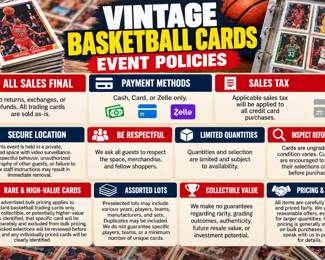 Vintage Basketball Cards Event Policies