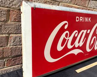 A36 - $275. Drink Coca-Cola metal sign # 3. Measures 40” x 16”.