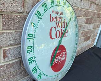 A30 - $250. 1960s Coca-Cola Bubble Thermometer. Model # 495A. Measures 18.5" diameter.