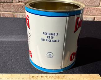 A120 - $65. Daufuski Brand Oysters tin. 1 gallon size. Good condition missing lid.