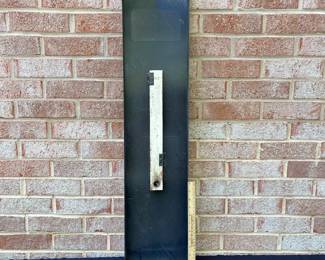 A58 - $200. Vintage X-lax thermometer Heavy Porcelain Enameled Sign. No thermometer. Measures 8“ x 36“. Bottom middle stamped A7-M??C