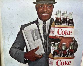 A52 - $450. "Things go better with Coke" Coca-Cola Kay Display. (1963) Measures 41" x 25.75". Frame has some chipping paint on the metal accent.