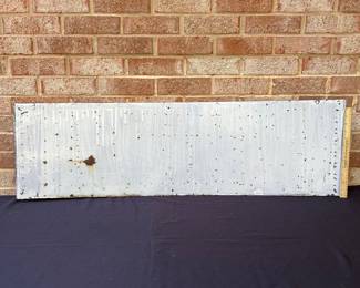 A55 - $700. "Trains Stop At Centre of Platform" *Heavy* Porcelain Enamel Sign from the NY Railroad - turn of the century. Ingram-Richardson Manufacturing Co. Measures 45" x 13". See photos for condition.