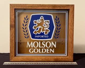 A160 - $20. Pub Mirrored Advertising Glass Molson Golden. Measures 11.25" x 10.25".