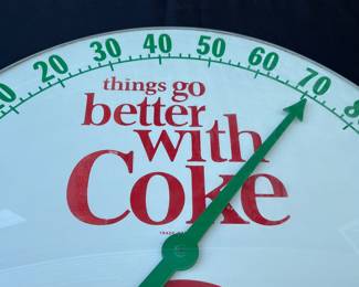 A30 - $250. 1960s Coca-Cola Bubble Thermometer. Model # 495A. Measures 18.5" diameter.