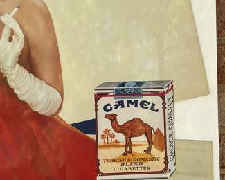 A1 - $200. Camel Cigarettes, 1951 die-cut counter display sign. Featuring Jane Greer. Measures 31 inches tall. In beautiful, vintage shape.