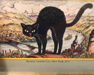 A131 -$30. Julius Kayser & Co. Black Cat Clock. Measures 12" x 9" tall.
