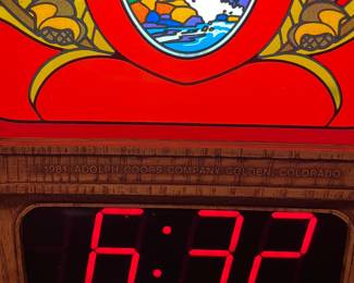 A135 - $45. 1981 Red Coors Light and Digital Wall Clock. Excellent condition works perfectly. Measures 10.75" x 16" tall.