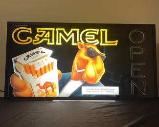 A148 - $400. 1993 Joe Camel lighted "OPEN" sign. Great condition! Everything works as it should. Measures 31.25" x 5" x 16"tall.