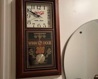 A150 - $30. 1988 Winn-Dixie Coca-Cola Wall clock. Works great. Measures 13.5" x 24.5" tall.