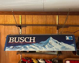 A176 - $85. Vintage Busch Pool League Pool Table Light. Tested & Works. Plastic - in very good condition.
