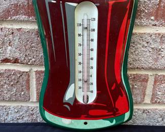 A29 - $40. Vintage Coca-Cola Contour Bottle Thermometer. Thermometer works. Measures 5.25” x 17”. Robertson R-6-56.