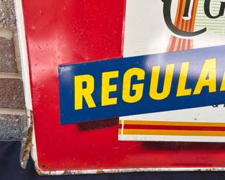 A5 - $30. Reproduction metal sign of Chesterfield cigarettes. Measures 23.75” x 29.75”. In good, vintage shape.