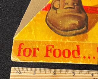 A41 - $80. 1960s stand-up Coca-Cola Santa. Measures 13" x 19.75". Some bent and ripped fingers.