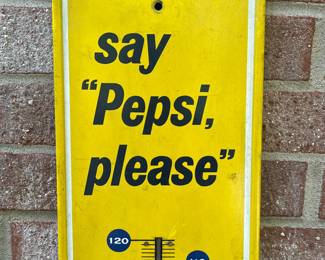 A19 - $145. 1967 Pepsi metal thermostat. Measures 7.25” x 28”. Bottom reads "M-165 Made in USA 1967 Scioto Sign Kenton, O."