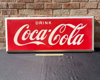 A36 - $275. Drink Coca-Cola metal sign # 3. Measures 40” x 16”.