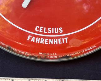 A65 - $40. Enjoy Coke Thermometer. Measures 12” diameter. The Original Ohio Jumbo Dial by Thermometer Corporation of America.