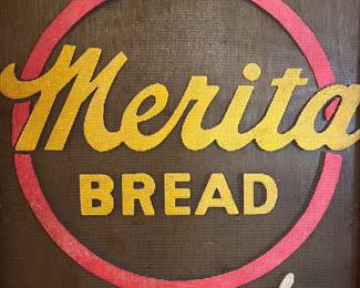 A149 - $400. "Buy Merita Bread Today" screen. From an original factory door. Measures 19" x 25.75" tall. Colors are bright!