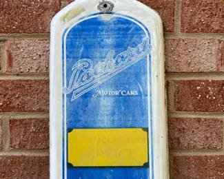 A60 - $35. Packard Vintage Thermometer. The thermometer works. Measure measures 8“ x 39“. Heavy fading.