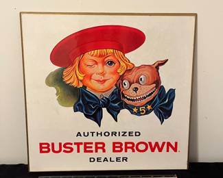 A164 - $30. Buster Brown counter stand. Measures 14.5" x 14" tall.