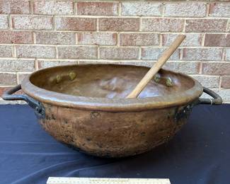 A70 - $275. Besco, Bessire and Company, Copper apple butter plus candy pot.