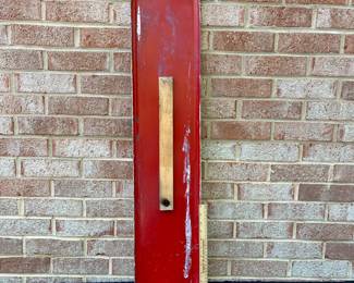 A60 - $35. Packard Vintage Thermometer. The thermometer works. Measure measures 8“ x 39“. Heavy fading.
