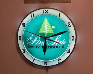 A198 - $800. Pine State Dairy Products Bubble Wall Clock. 15" round.