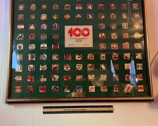 A153 - $60. 1986 Centennial celebration pin series collectors set. Measures 25" x 21" tall.