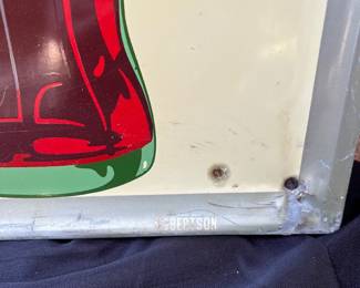 A24 - $700. Coca-Cola Robertson metal 1940s-1950s sign. Measures 54” x 18”.