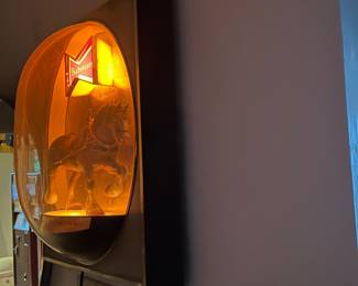 A129 - $80. Budweiser Clydesdale Bubble Dome Wall light. Measures 15" x 7" x 20" tall.