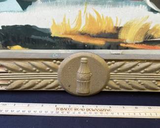 A51 - $750. 1954 Coke Time sign with Kay Display Gold Leaf Soda Shop Frame. 41” x 25”. Frame is in very good vintage condition. See photos of cardboard poster for condition.