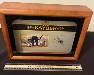 A131 -$30. Julius Kayser & Co. Black Cat Clock. Measures 12" x 9" tall.